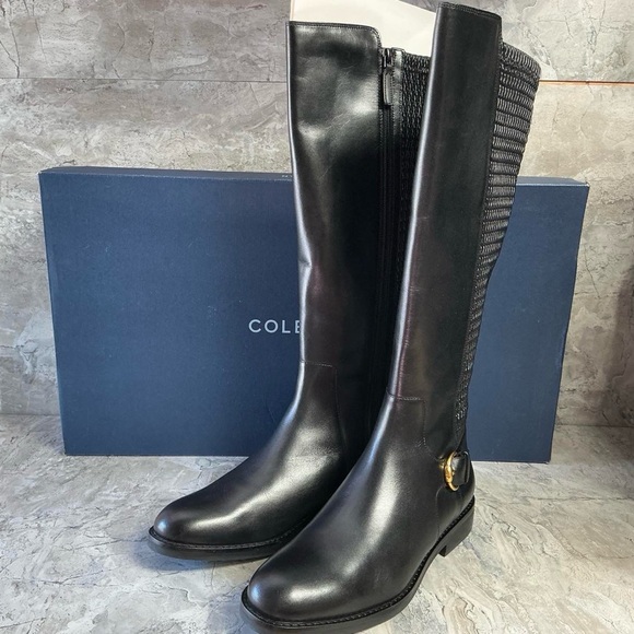 Cole Haan Clover Stretch Buckle Knee High Boots - Picture 5 of 6